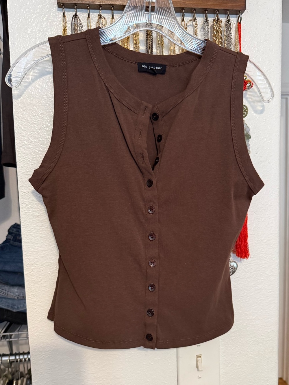 Blu Pepper Button Tank